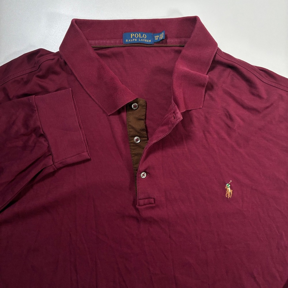 Polo Ralph Lauren Long Sleeve Polo Shirt 4XB Big Red Flesh Pony